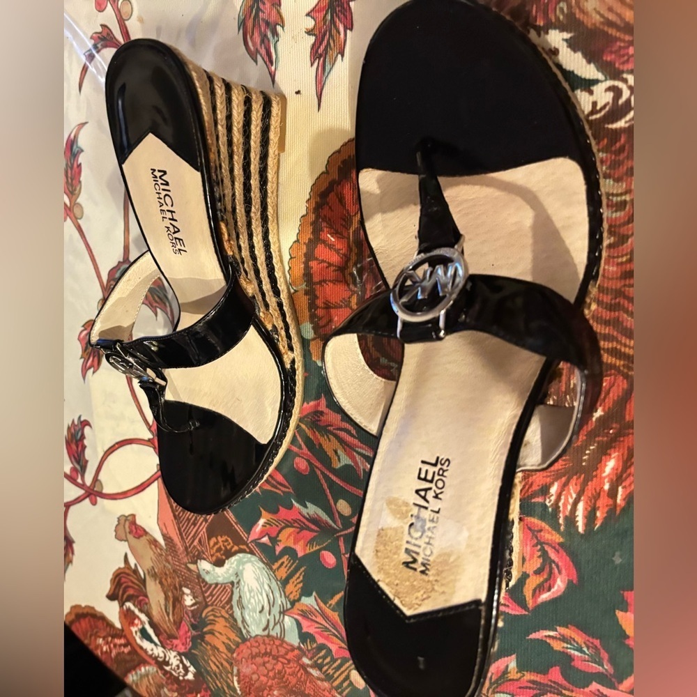 Michael Kors Black  Palm Beach Wedge Shoes - Picture 5 of 6